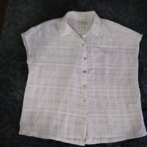 CINTHIA RLDWLEY Size M White Linen Top Made In Vietnam